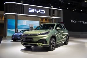 BANGKOK - NOVEMBER 29: BYD Atto 3 EV car on display at The 40th Thailand International Motor Expo 2023 on November, 2023 in Nonthaburi, Thailand.